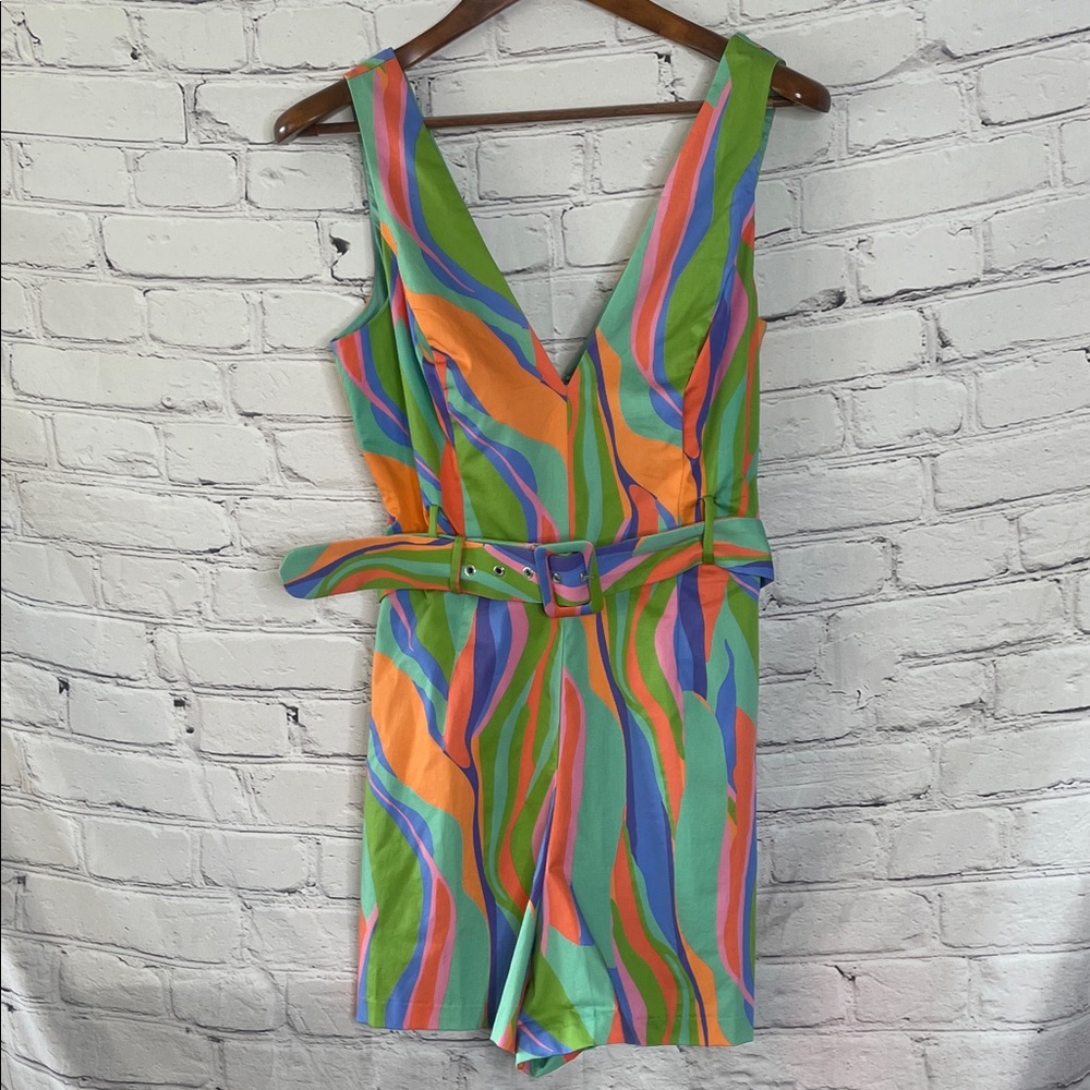 Hutch Multicolor V-Neck Romper W/Belt Size 6 Brand New W/Tags